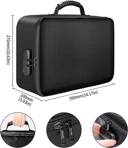 Document Bag with Lock,Fireproof 3-Layer File Storage Case with Water-Resistant Zipper,Document Safe - photo 4