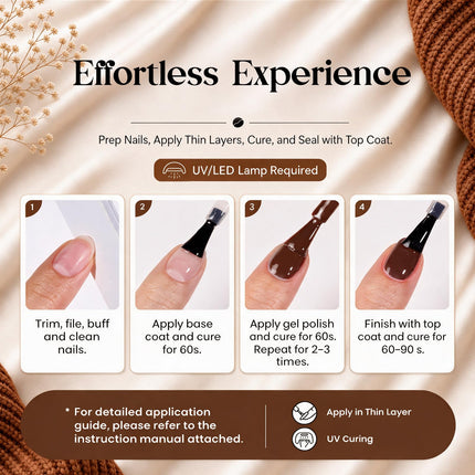 Set de esmalte en gel marrón, colección Toasty Aroma, 6 colores de otoño