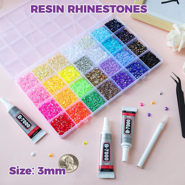 36,000-Piece 28-Color Jelly Resin Rhinestone Set