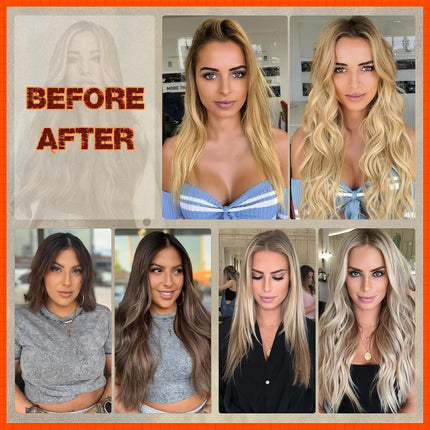 Benehair Clip on Hair Extensions Real Human Hair Auburn Hair Extensions Clip in Human Hair Long Straight Remy Natural Full Head 8pcs 20inch #30 Light Auburn