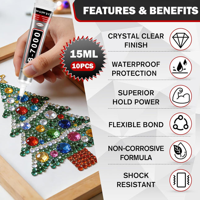 B7000 Clear Rhinestone Adhesive, 16 Pack 15ml
