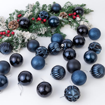 2.36''/60mm 34ct Christmas Ball Large Ornaments Party Decorations Shatterproof Festival Pendant Hangings for Xmas Tree Decor (60mm, Dark Blue)