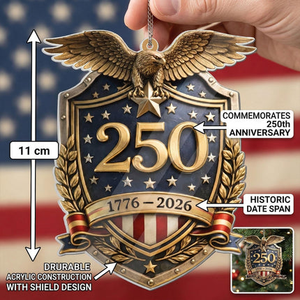 United States 250th Anniversary Ornament, Patriotic Eagle Christmas Ornament, Double-Sided Printed 2D Acrylic Keepsake, 1776-2026 America 250th Christmas Ornament (250th Two)
