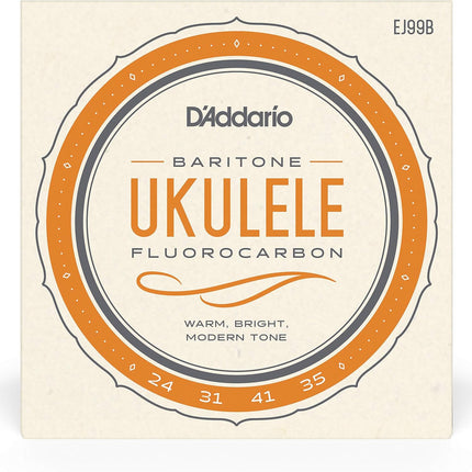 D'Addario Baritone Ukulele Strings, Fluorocarbon, EJ99B, 4-String Set, Pack of 1