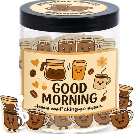Positive Coffee Jar with 60 Affirmation Cards, Coffee Gifts For Women and Men, Dad, Mom, Coffee Themed Lover Gift, Emotional Support Latte, Cheer Up Funny Gag Gifts for Best Friends, Coworkers