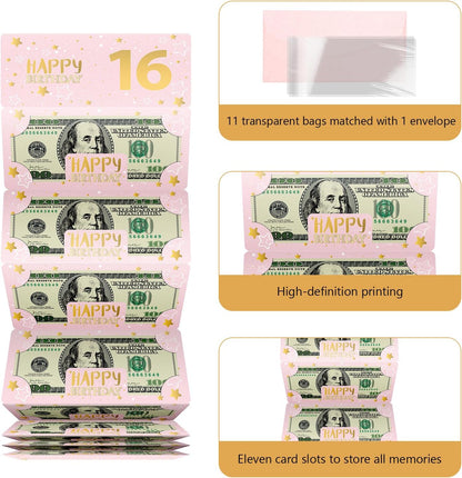Pink 16th Birthday Money Envelope for Cash Gift Holder with Greeting Card for Girl Women Surprise Gift - photo 2