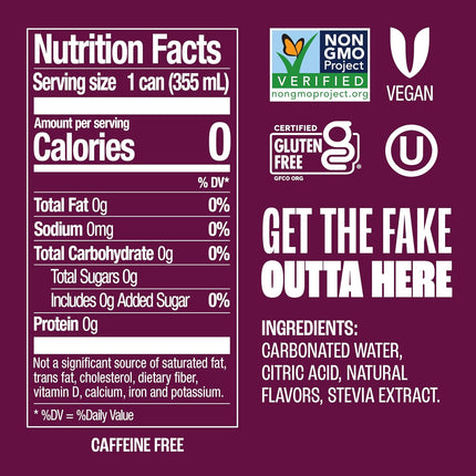 Zevia Zero Sugar Soda, Black Cherry, 12 oz Cans (8-Pack) – Naturally Sweetened, Non-GMO Project Verified, Gluten-Free, Vegan