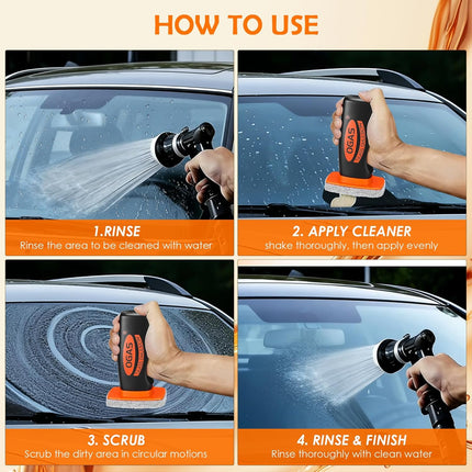 Car Glass Cleaner & Oil Film Remover, Handheld Windshield Cleaner Tool, Automotive Window Emulsion with Built-in Sponge Brush, Heavy Duty Water Spot & Stain Remover for Clear Vision