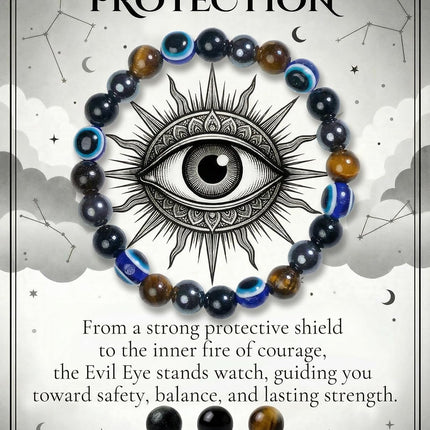 Bivei Protection Bracelet, Strength Crystal Healing Bracelet 8MM - Spiritual Stretch Beaded Jewelry for Women Men Gift
