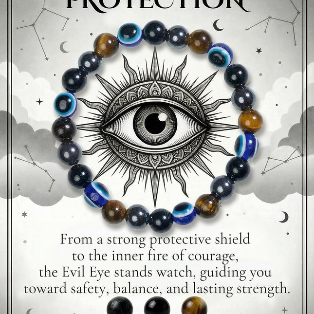 Evil Eye Stretch Crystal Bracelet with 8MM Beads