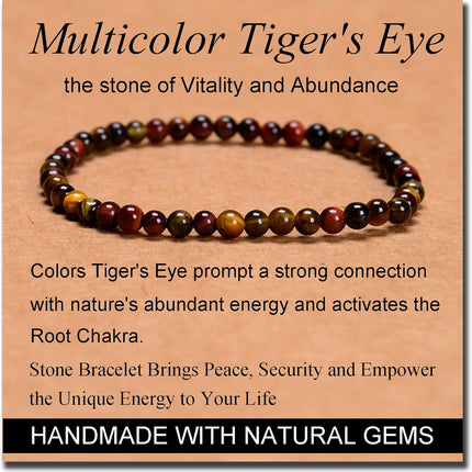 MASSIVE BEADS Handmade Yoga Stretch Elastic Bracelet Natural Stone Crystal Healing Power Energy Gifts for Unisex Adult 4mm 6mm 8mm 10mm