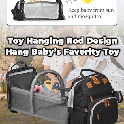 Baby Diaper Bags with Changing Station, Waterproof Diaper Bag Backpack for Moms Dads with USB Charging Port, Baby Shower Gifts, Large Capacity diaper backpack, Black