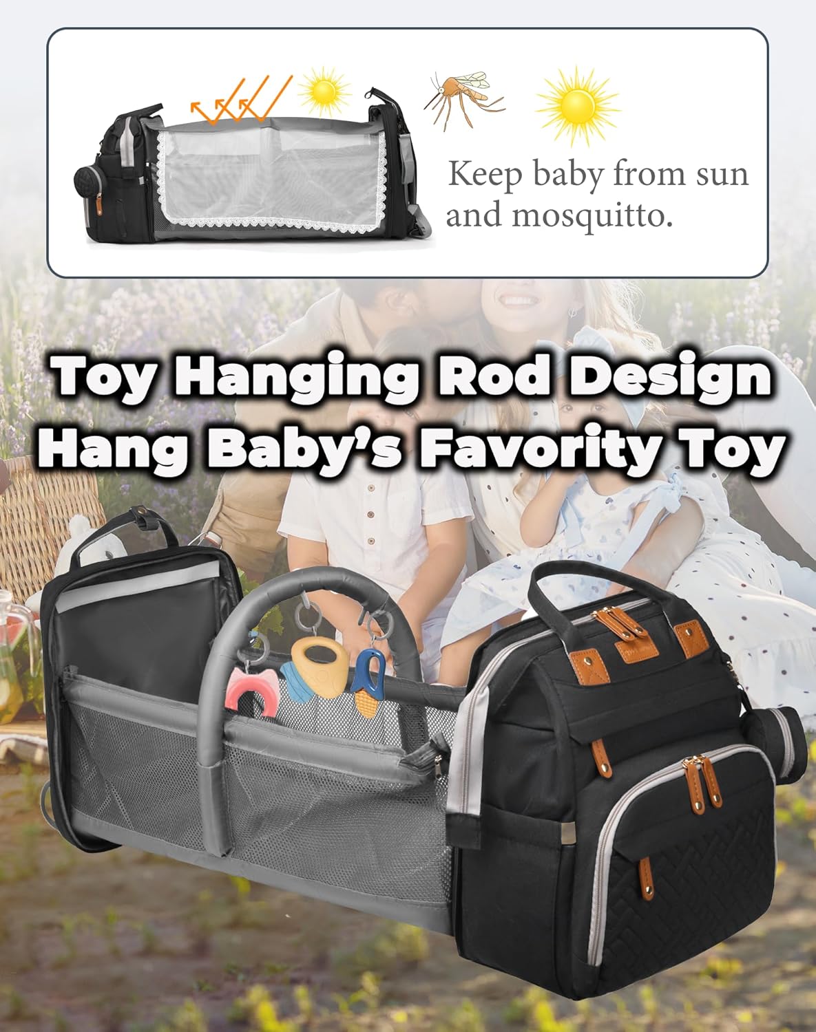 Baby Diaper Bags with Changing Station, Waterproof Diaper Bag Backpack for Moms Dads with USB Charging - photo 3
