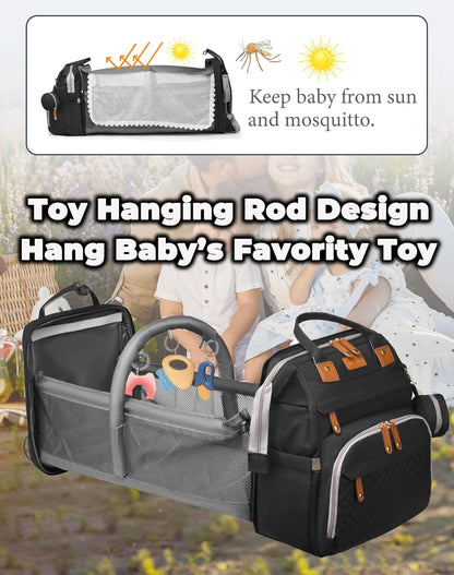 Baby Diaper Bags with Changing Station, Waterproof Diaper Bag Backpack for Moms Dads with USB Charging - photo 3