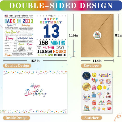 SourcetoHome 13th Birthday Card, 13th Birthday Decorations Gifts for Girls Boys, 13 Year Old Birthday Card for Son Daughter Grandson Granddaughter, Back In 2013 Card - supplement facts label