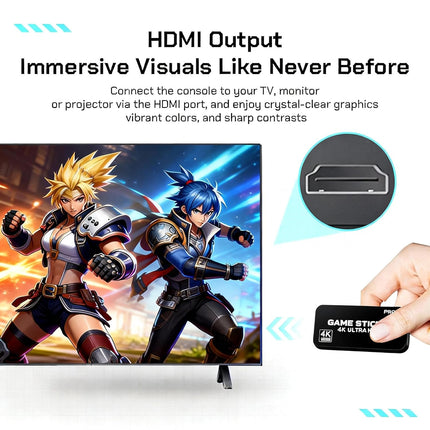 UWDFH Retro Gaming Console, 2026 Gaming Stick Pro, 20000 Games -64GB, 4k HDMI Output, and 2.4GHz Wireless Controller, 26 Classic Emulators, Plug and Play Video Games for TV (Black)