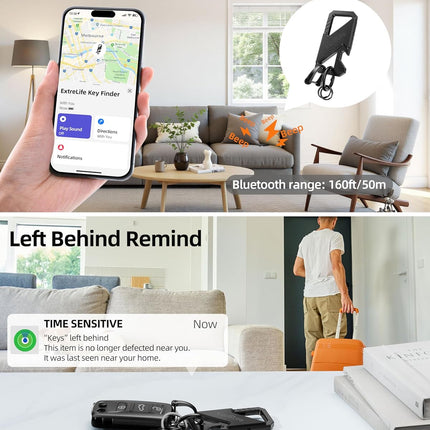 Keychain, Works with Apple Find My, Heavy Duty Keychain Bottle Opener, Carabiner Car Key Chains for Men & Women, Car Key Fob Holder, Anti-Lost Keys Tracker, Smart Keys Finder, Rechargeable, Black