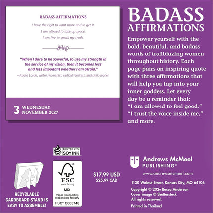 Badass Affirmations 2027 Day-to-Day Calendar