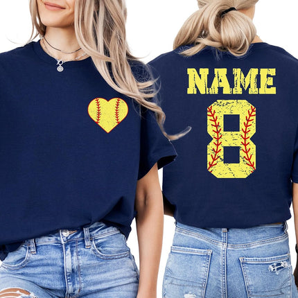 Custom Softball Shirt with Name and Number Personalized Love Softball Tee for Mom Dad Sister Brother Sports Mom Shirt Gifts Multi