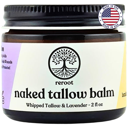 Beef Tallow for Skin | LAVENDER BALM I 2 Ingredients - 100% Grass Fed Beef Tallow & Lavender | Whole Body & Face Whipped Tallow | Sensititve Dry Skin, Eczema, Psoriasis, Rosacea