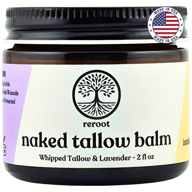 Beef Tallow for Skin | LAVENDER BALM I 2 Ingredients - 100% Grass Fed Beef Tallow & Lavender | Whole Body & Face Whipped Tallow | Sensititve Dry Skin, Eczema, Psoriasis, Rosacea