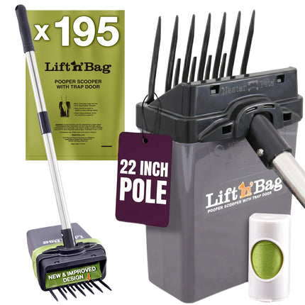 Lift N' Bag Dog Pooper Scooper with 22" Pole, 15 Bags