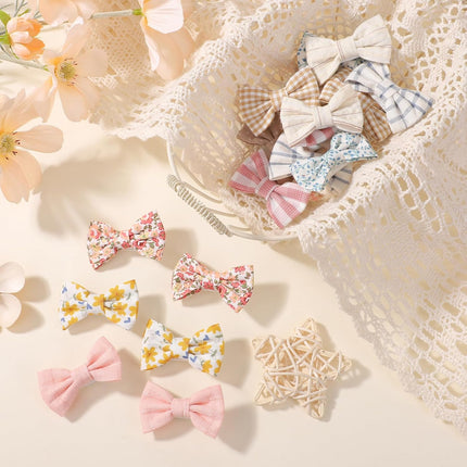 choicbaby 20pcs Baby Girl Hair Bow Clips 2" Fully Lined Non Slip Hair Bows Barrettes Handmade Toddler Floral Hair Accessories for Baby Girl Toddler Kids Fine Hair (Style-B)