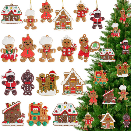16pcs Gingerbread Man Ornaments for Christmas Tree Decorations