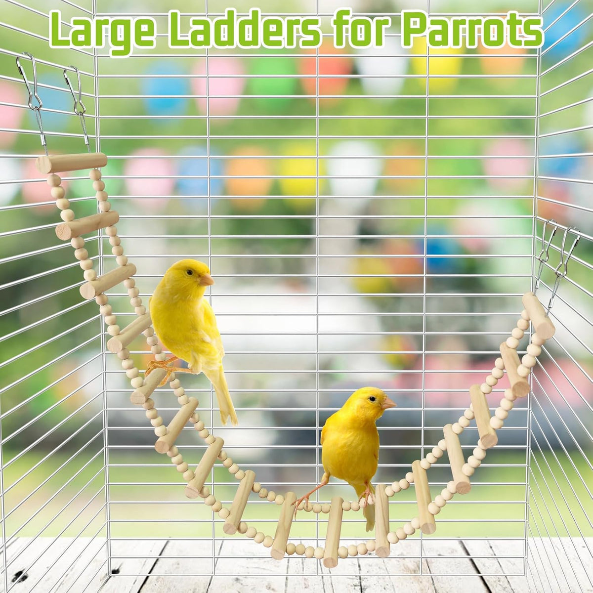 Long Bird Ladder Bridge 39.4 in Wooden Parakeet Climbing & Swing Toys Bird Cage Accessories for Budgies - photo 3