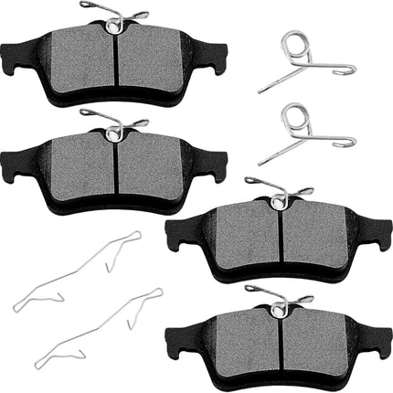 Brake Pads Rear Set Compatible with Chevy Cobalt, Ford Focus Escape, Jaguar S-Type Super V8 Vanden Plas, Mazda 3 5, Saab 9-3, Vol-vo C30 C70 S40 V50 Rear Brakes Semi-Metallic D1095