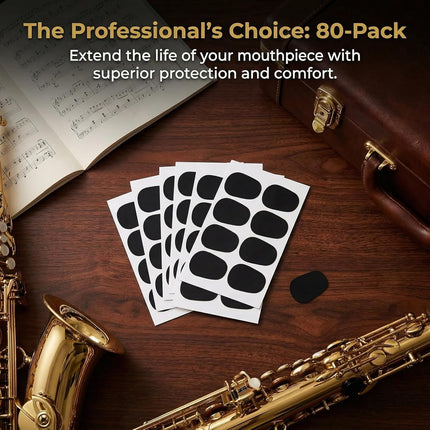 80Pcs 0.8mm Saxophone Mouthpiece Pads & Clarinet Mouthpiece Pad, Oval Rubber Clarinet Mouthpiece Patch for Saxophone Accessories, Clarinet Accessories, Alto Saxophone & Bass Clarinet Mouthpiece
