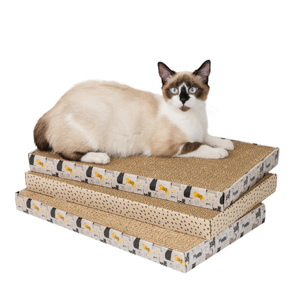 XL 3-Pack Cat Scratcher Pads – Durable Corrugated Cardboard Scratch Pads – Double-Sided for Longer Use, Cat Claw Maintenance & Furniture Protection, Cat Scratching - 10" x 18"