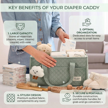 Baby Diaper Caddy Organizer and Portable Nursery Basket - photo 3