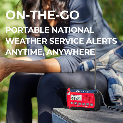 Weather Radio with Flashlight & Emergency Alert - AM/FM Radio - Compact and Easy to Carry - SOS Strobe Signal and Headphone Jack