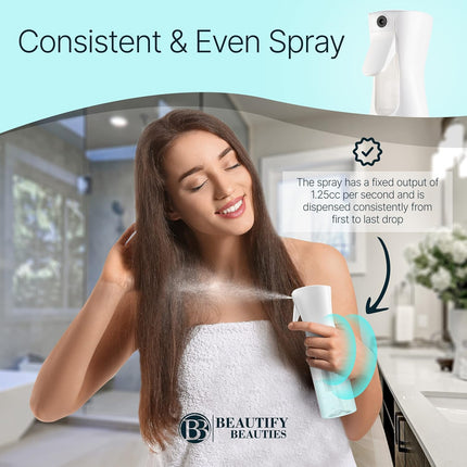 BeautifyBeauties Hair Spray Bottle – Ultra Fine Continuous Water Mister for Hairstyling, Cleaning, Plants, Misting & Skin Care (Black, 6.8 Ounces)