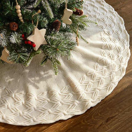 Knit Christmas Tree Skirts, Neutral Tree Skirt, Cozy Christmas Decorations