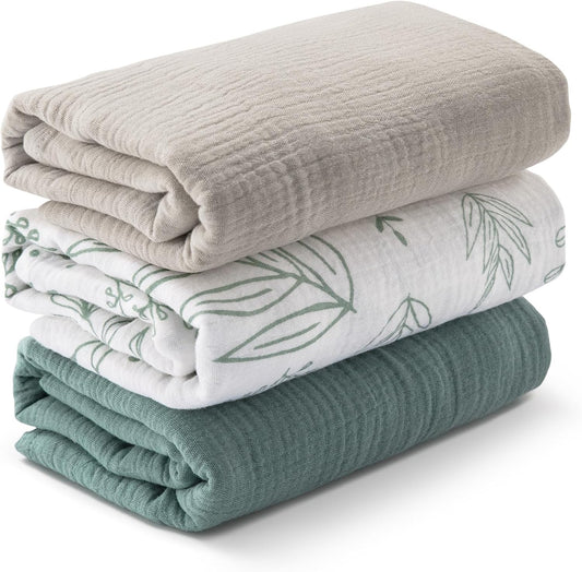 Muslin Swaddle Blankets for Newborns, 3 Pack Bright Colors