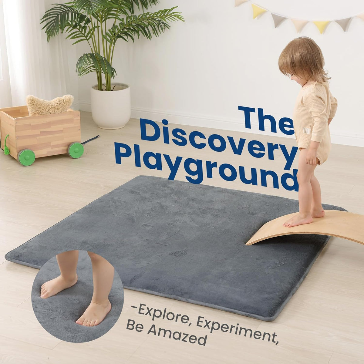Baby Floor Play Mat, 1.3 in Thick, 50 x 50 in, Dark Grey - photo 2