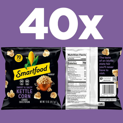 Smartfood Popcorn, Sweet & Salty Kettle Corn, 0.5 Ounce (Pack of 40)