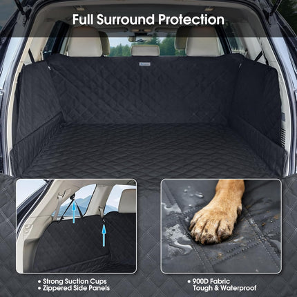 ALLANSING Dog Cargo Liner for Midsize/Large SUV & Minivan - Heavy-Duty 900D Oxford Waterproof Pet Cargo Protector with 3-Sided Zippered All-Round Protection & TPU Suction Cups, Ideal for Dog Travel