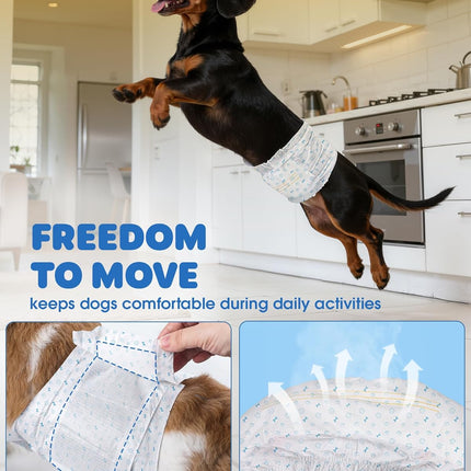 Powools Male Dog Wraps - 96 Count Disposable Dog Diapers Small Size with Wetness Indicator, Leakproof & Comfortable, Highly Absorbent Belly Bands for Training, Incontinence, Travel, Small