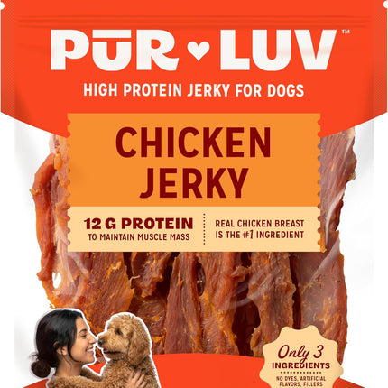 Pur Luv Chicken Jerky Dog Treats, Made with 100% Real Chicken Breast, 16 Ounces, Healthy, Easily Digestible, Long-Lasting, High Protein, Satisfies Dog's Urge to Chew