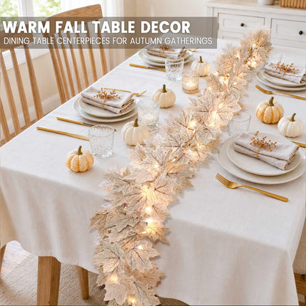 Thanksgiving Decorations 2 Pack Fall Garland with Lights Battery Operated