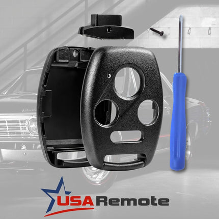 Cutting NOT Required - Key Fob Keyless Entry Remote Shell Case & Pad fits Honda 2003-2012 Accord / 2006-2013 Civic EX / 2009-2015 Pilot /2005-2006 CR-V