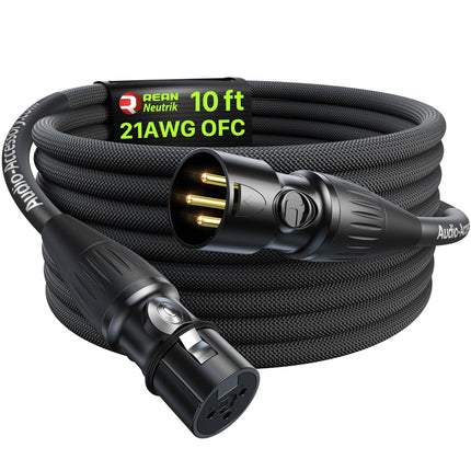 XLR Cables 10ft, Neutrik REAN Connectors, Dual Shielded