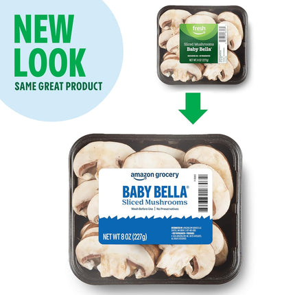 Amazon Grocery, Sliced Baby Bella Mushrooms, 8 Oz