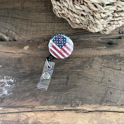 American Flag Badge Reel with Stethoscope - Swing Clip and Extra Long 34 Inch Cord by Limeloot