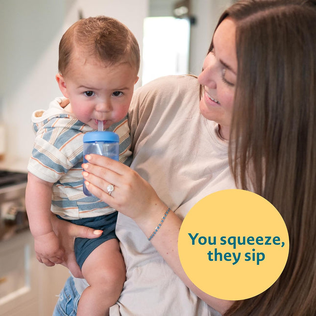 Squeeze & Sip Toddler Straw Cups - Squeezable Transition Sippy Cup with Silicone Straw - Toddler Feeding - photo 2
