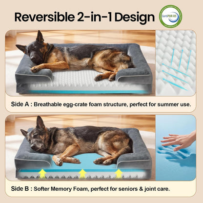 Orthopedic Memory Foam Pet Sofa Bed, 44-Inch Gray - photo 4