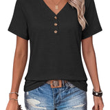 Women's V Neck T Shirts Short Sleeve Tee Summer Loose Casual Tops